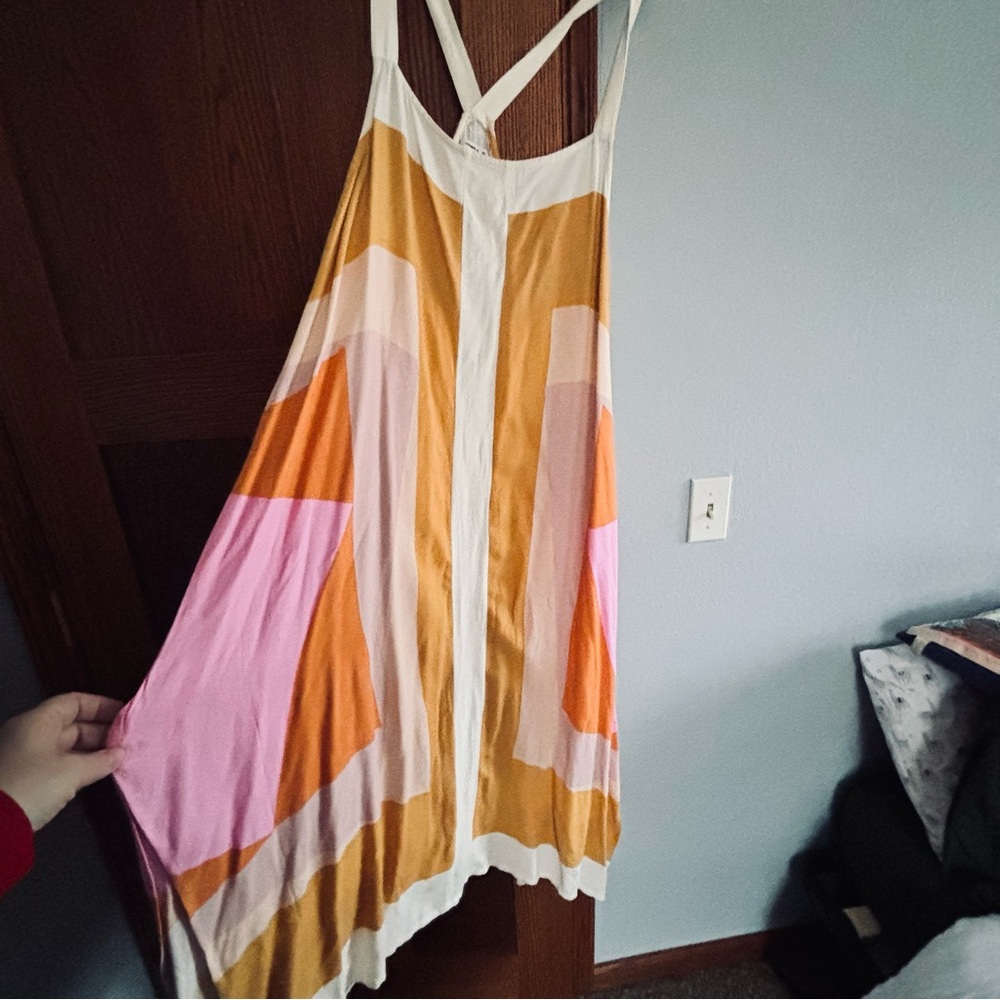 O'Neill Backless Dress in Pink, Orange, and Cream - Picture 3 of 4